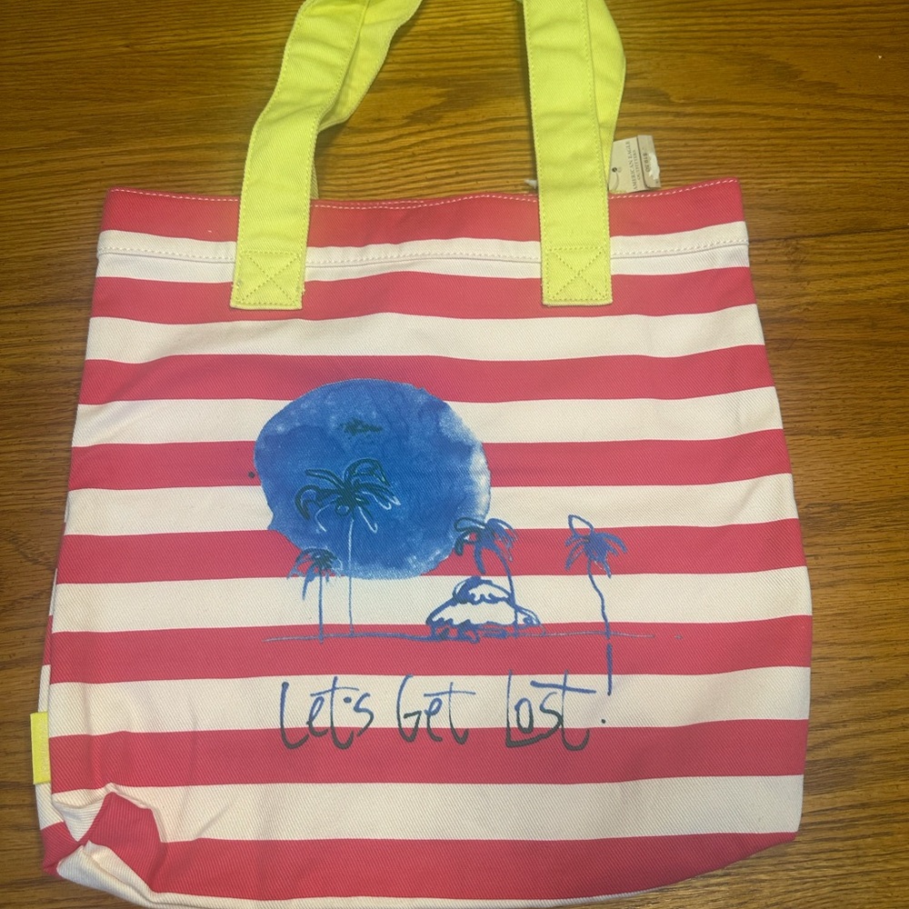 American Eagle Red and White Striped Tote